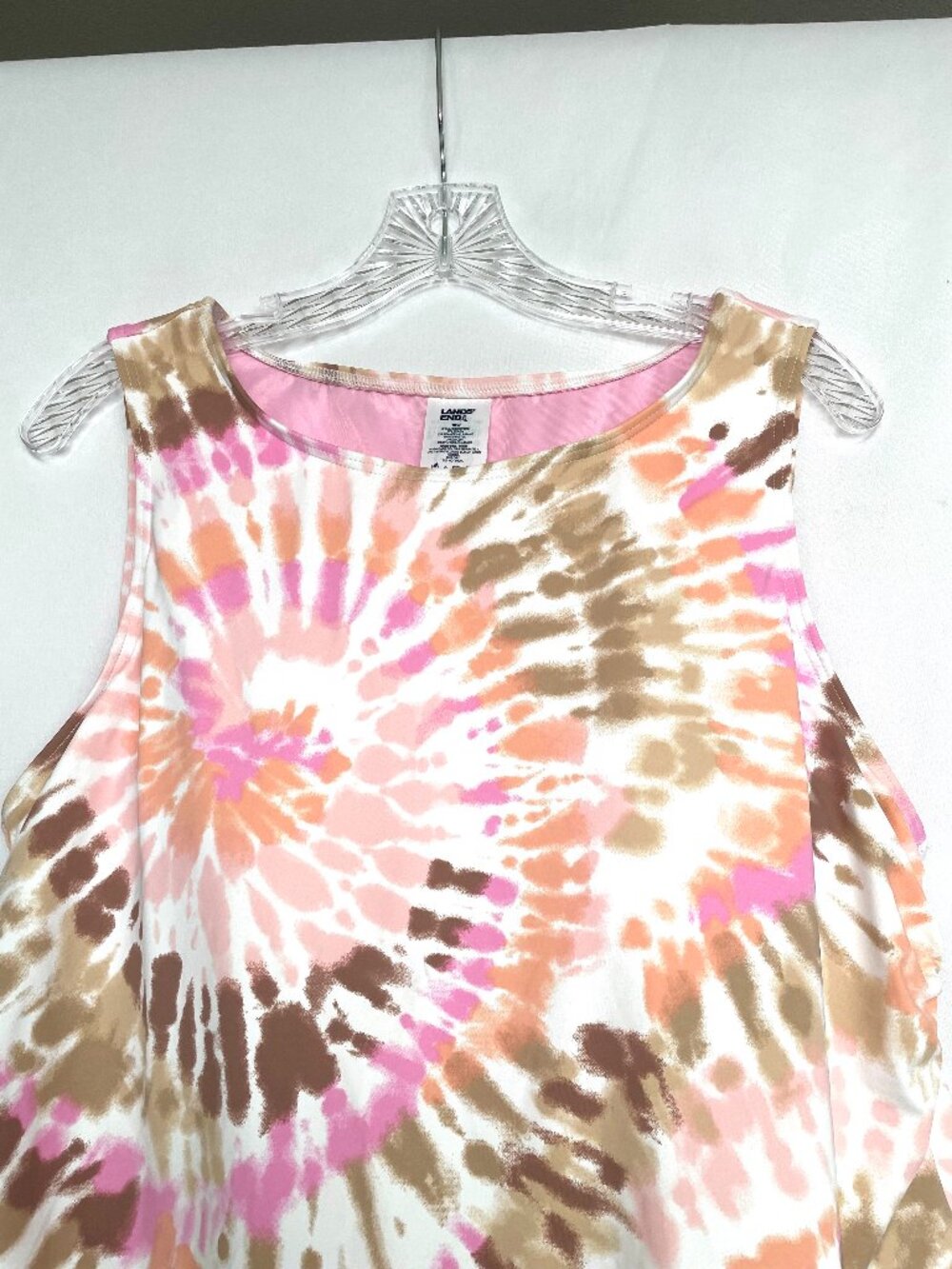 Lands' End Tie Dye Chlorine Resistant High Neck UPF 50 Modest Tankini Top 18W - Picture 2 of 8